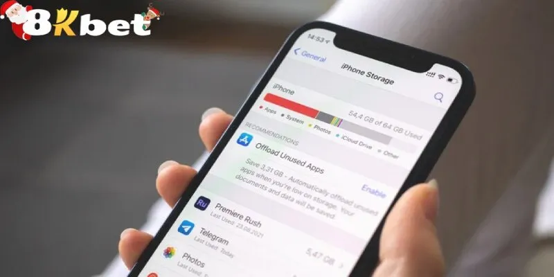 Chuẩn bị đủ không gian bộ nhớ trước khi tải app 8kbet 